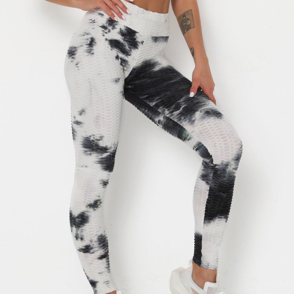 High Waist Tie Dye Leggings (black/white)